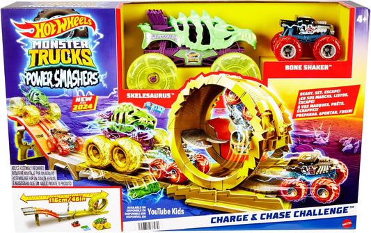 Hot Wheels Monster Trucks Power Smashers Charge & Chase Challenge Track Set
