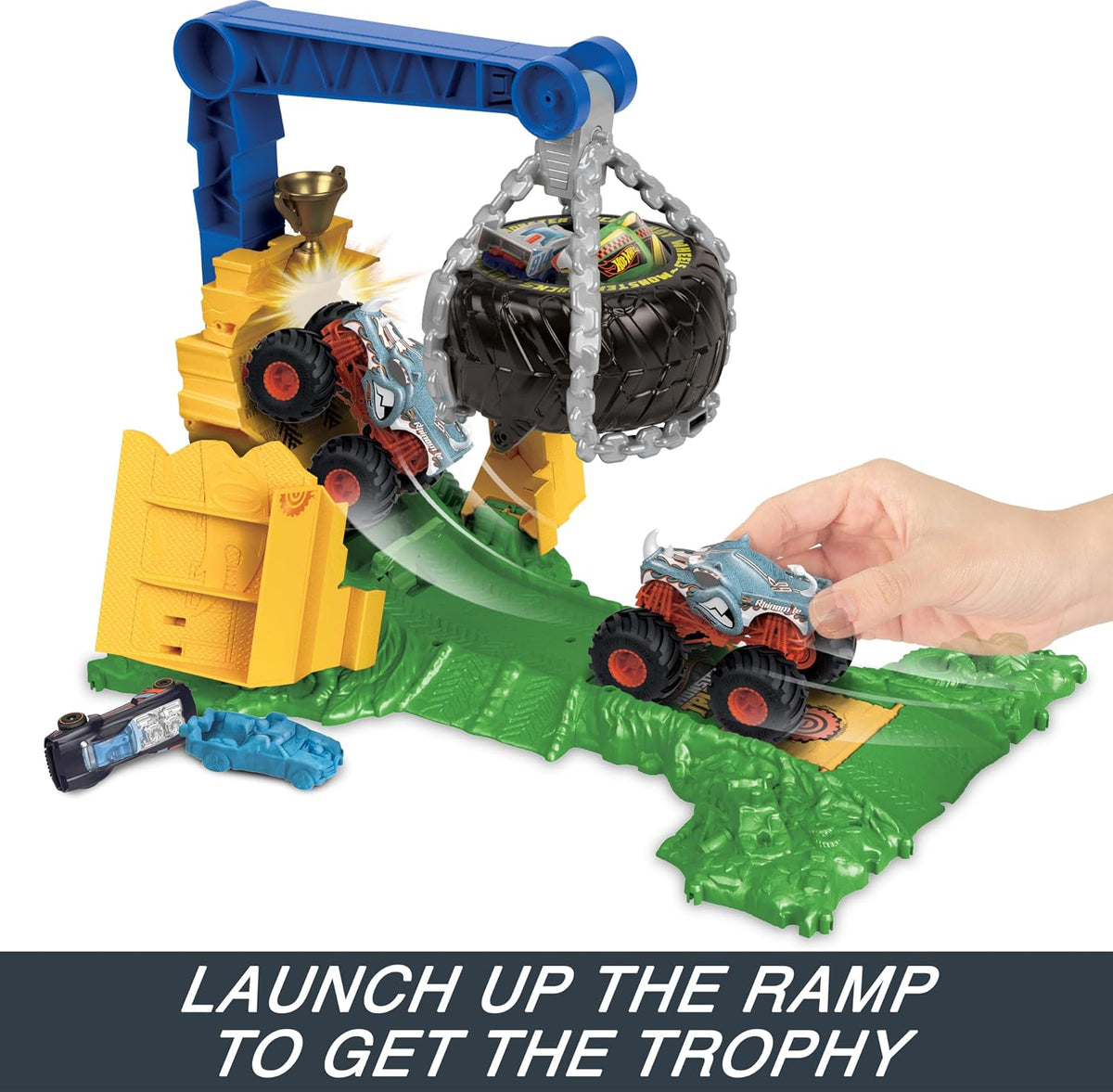 Hot Wheels Monster Trucks Rhinomite Chargin’ Challenge Playset