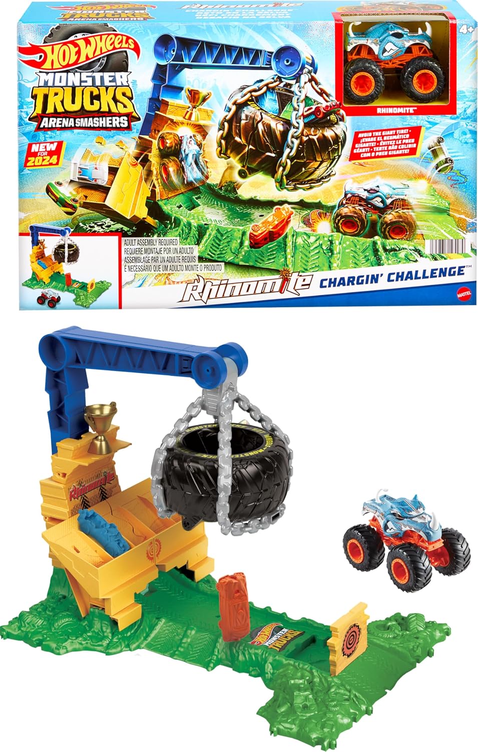 Hot Wheels Monster Trucks Rhinomite Chargin’ Challenge Playset