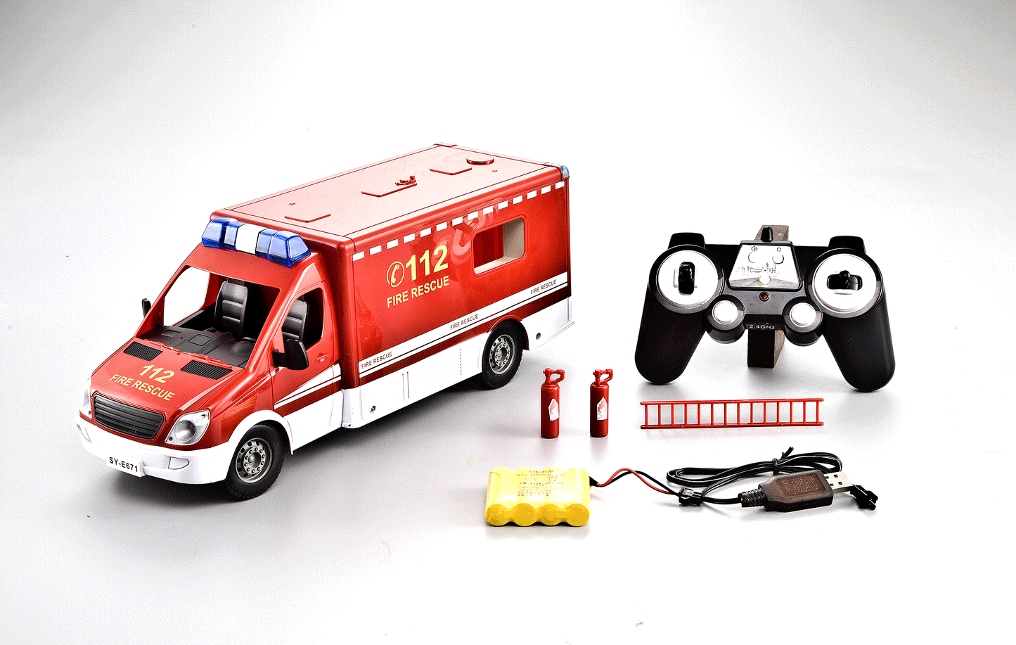 Double E Licensed Mercedes Benz Rc Fire Rescue Car 1/18 Scale E671-003