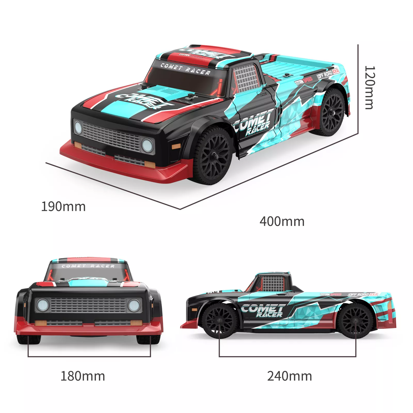 Jjrc Q125 1:10 4Wd 48Km/h Rc High Speed Car - Red And Green