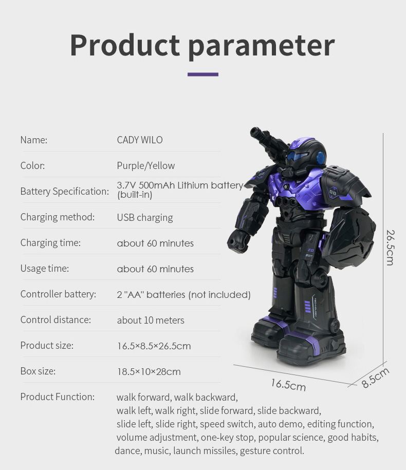 Jjrc R20 Cady Wilo Rc Robocop 2.4G Firing Bullet Programming Robot - Yellow