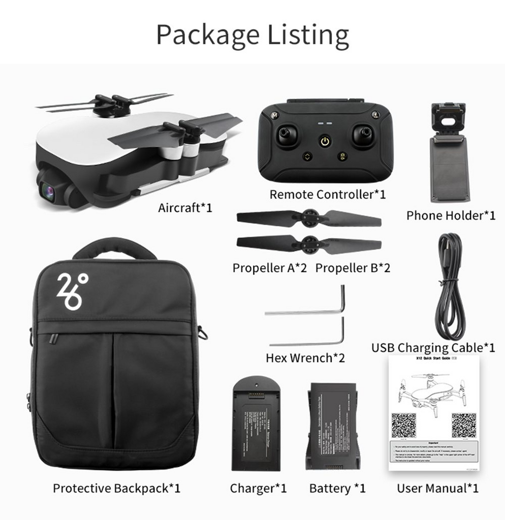 JJRC X12 GPS 5G WiFi 4K HD Camera 3 axis Gimbal Ultra Sonic