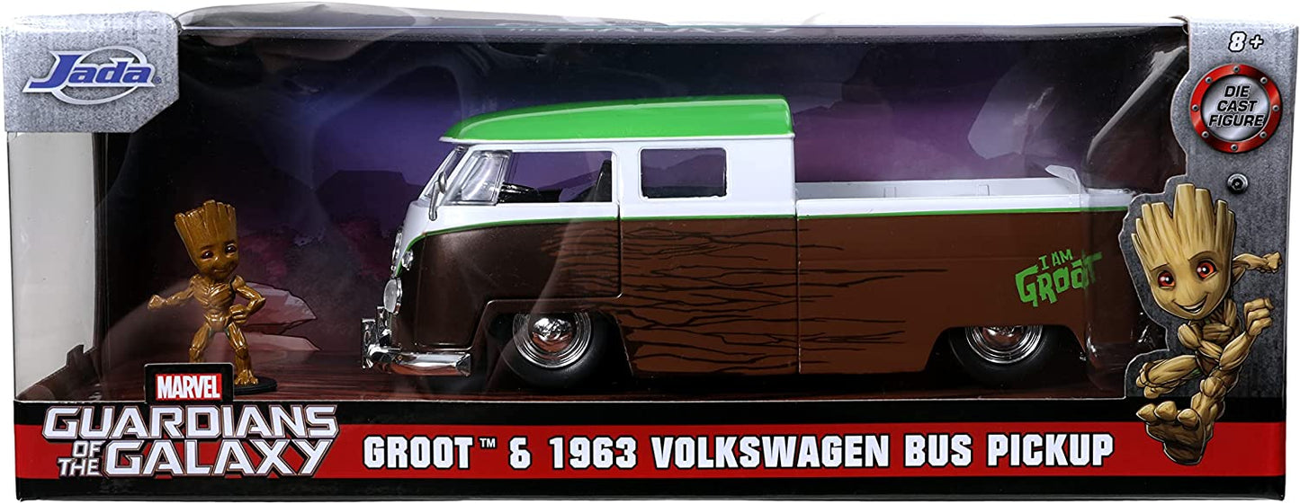 Jada 1:24 Diecast 1963 Volkswagen Bus With Groot Figure Back To The Future