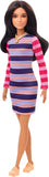 Barbie Fashionistas Doll 147 With Long Brunette Hair Wearing Striped Dress