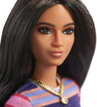 Barbie Fashionistas Doll 147 With Long Brunette Hair Wearing Striped Dress
