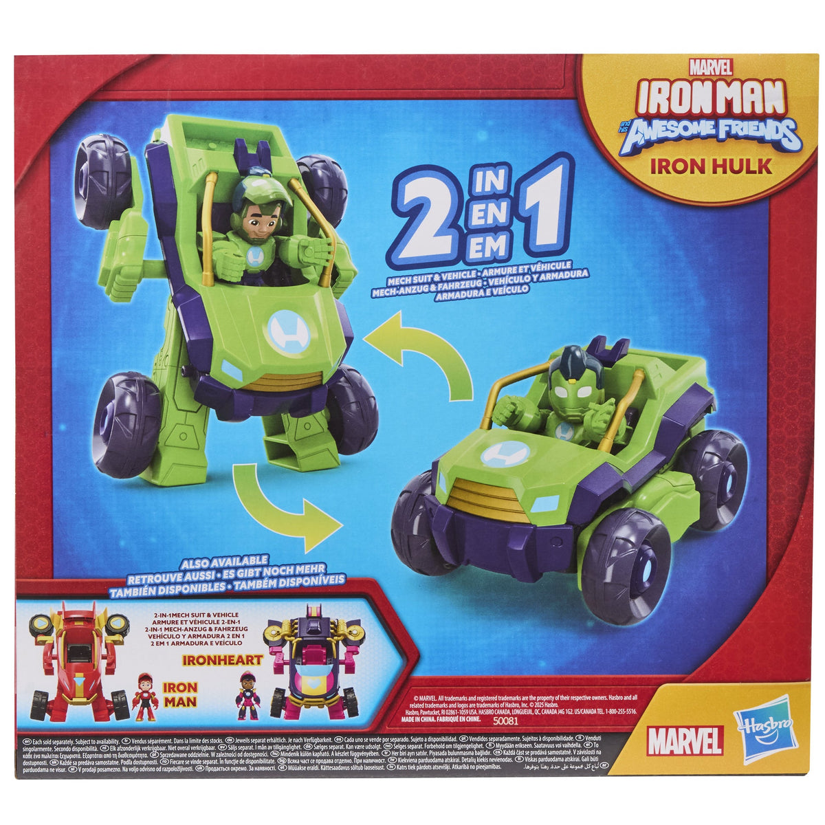 Hasbro Marvel Iron Man And His Awesome Friends Iron Hulk 2-In-1 Mech Suit & Vehicle