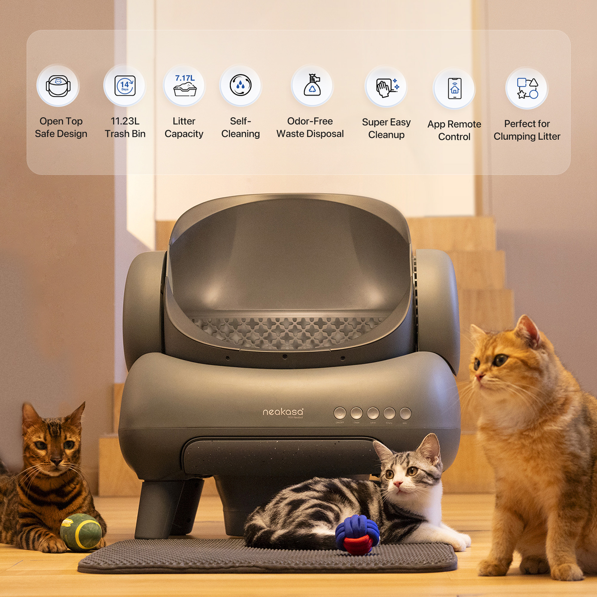 Neakasa M1 Plus (Upgraded) Open-Top Self-Cleaning Automatic Cat Litter Box