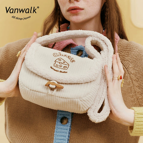 Vanwalk Warm and Cute Retro One Shoulder Stuffed