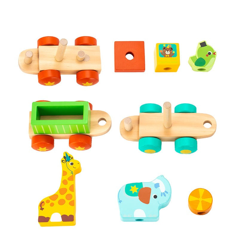 PHOOHI Wooden Animal train
