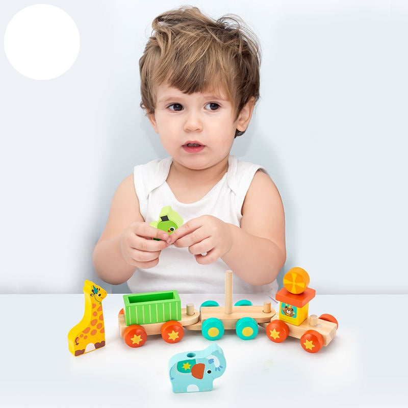 PHOOHI Wooden Animal train