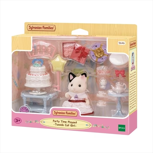 Sylvanian Families Party Time Playset -Tuxedo Cat Girl