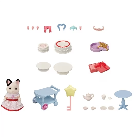 Sylvanian Families Party Time Playset -Tuxedo Cat Girl