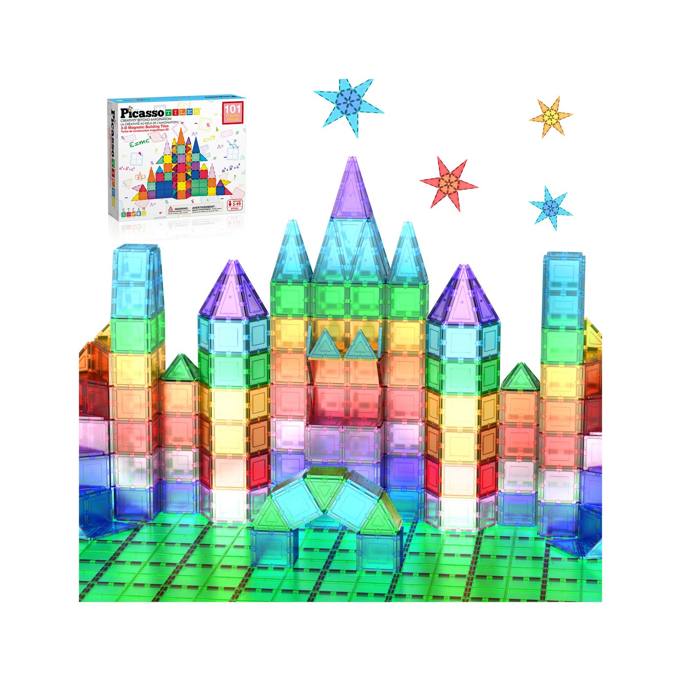PicassoTiles Magnetic Tile Building Set 101 Pieces