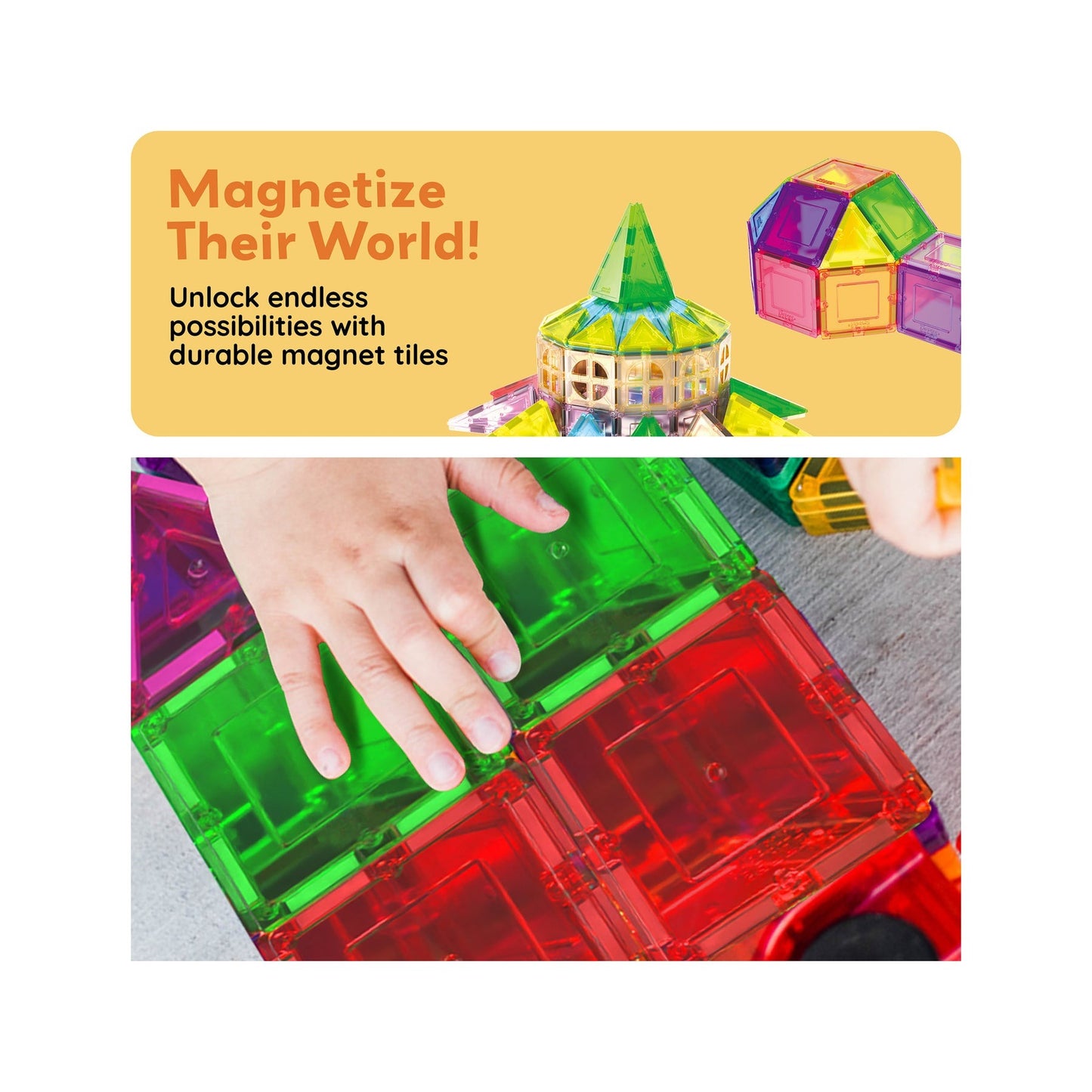 PicassoTiles Magnetic Tile Classic Building Set 61 Pieces
