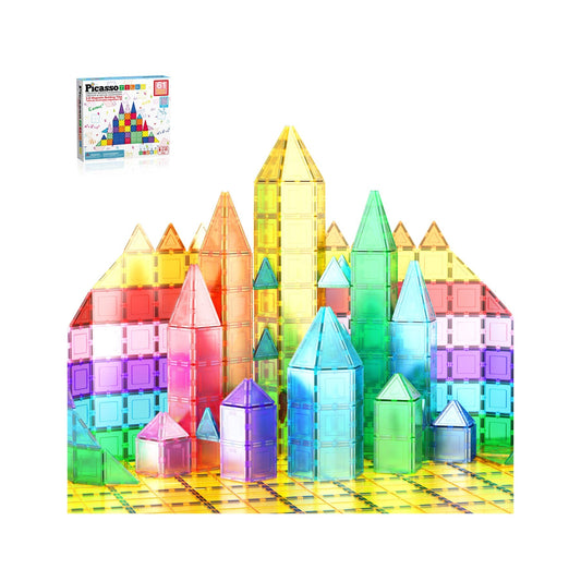 PicassoTiles Magnetic Tile Classic Building Set 61 Pieces