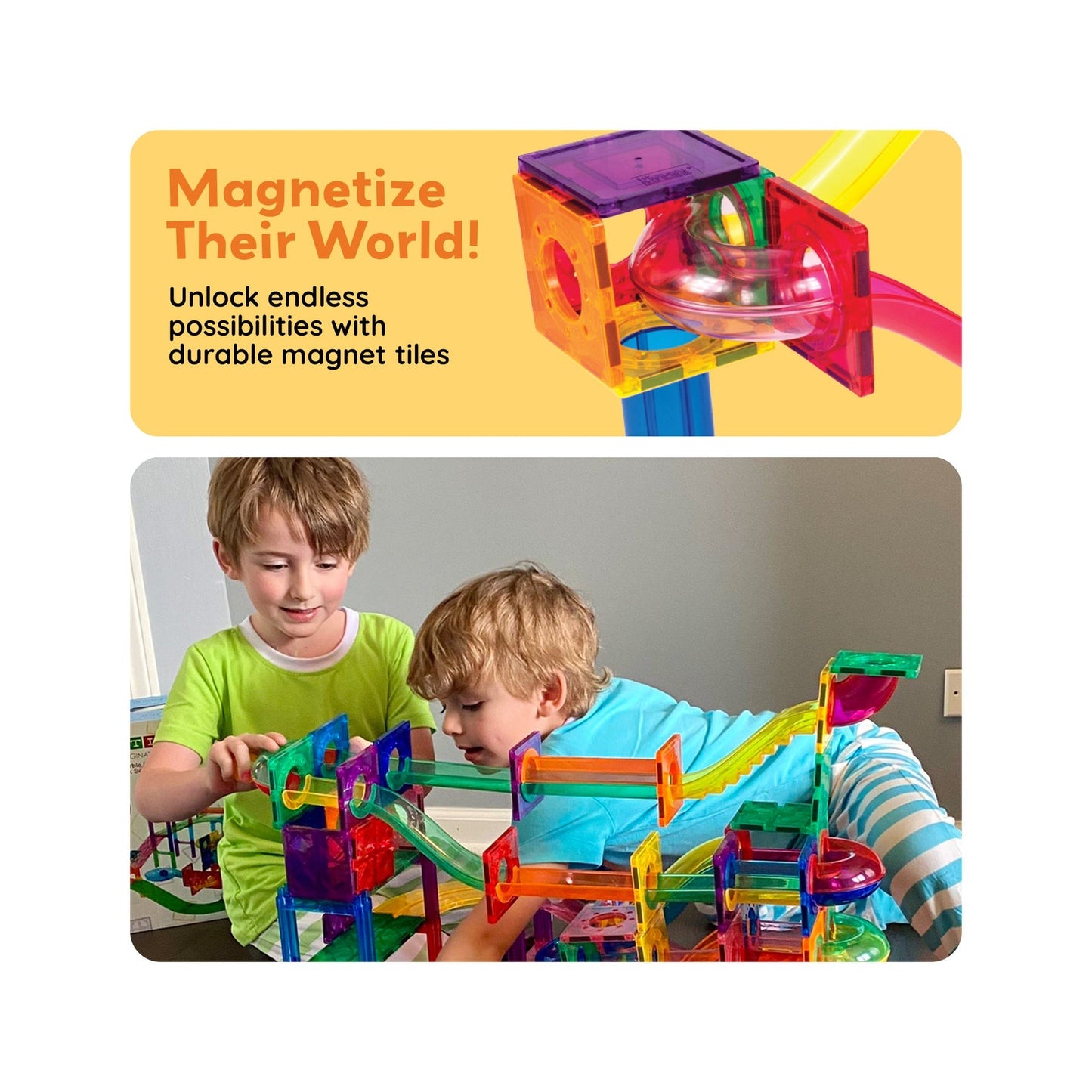 PicassoTiles Magnetic Tile Marble Run Building Set 100 Pieces