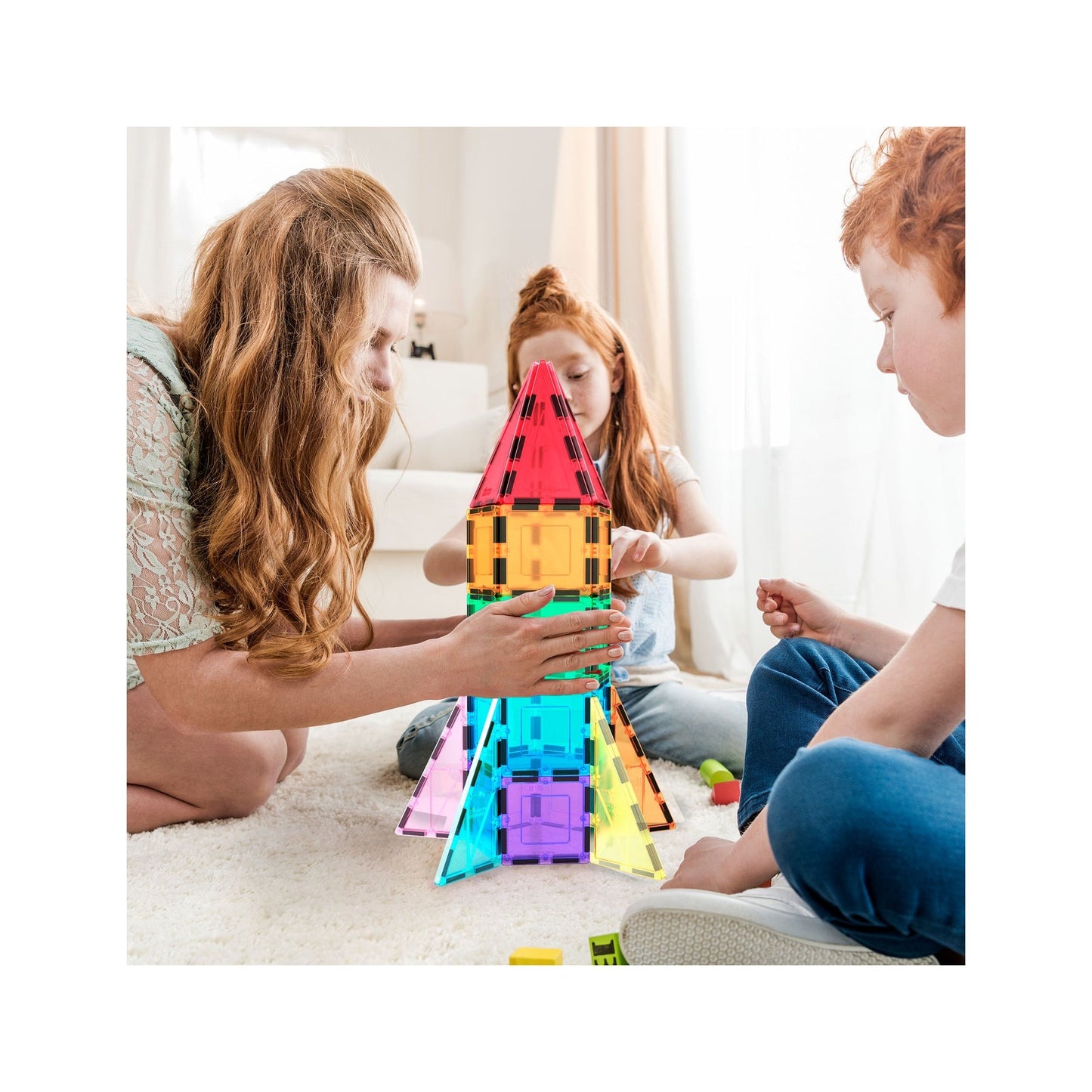 PicassoTiles Magnetic Tile Rocket Set 32 pieces