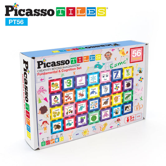 PicassoTiles Magnetic Tiles Card Insert Set 56 Pieces