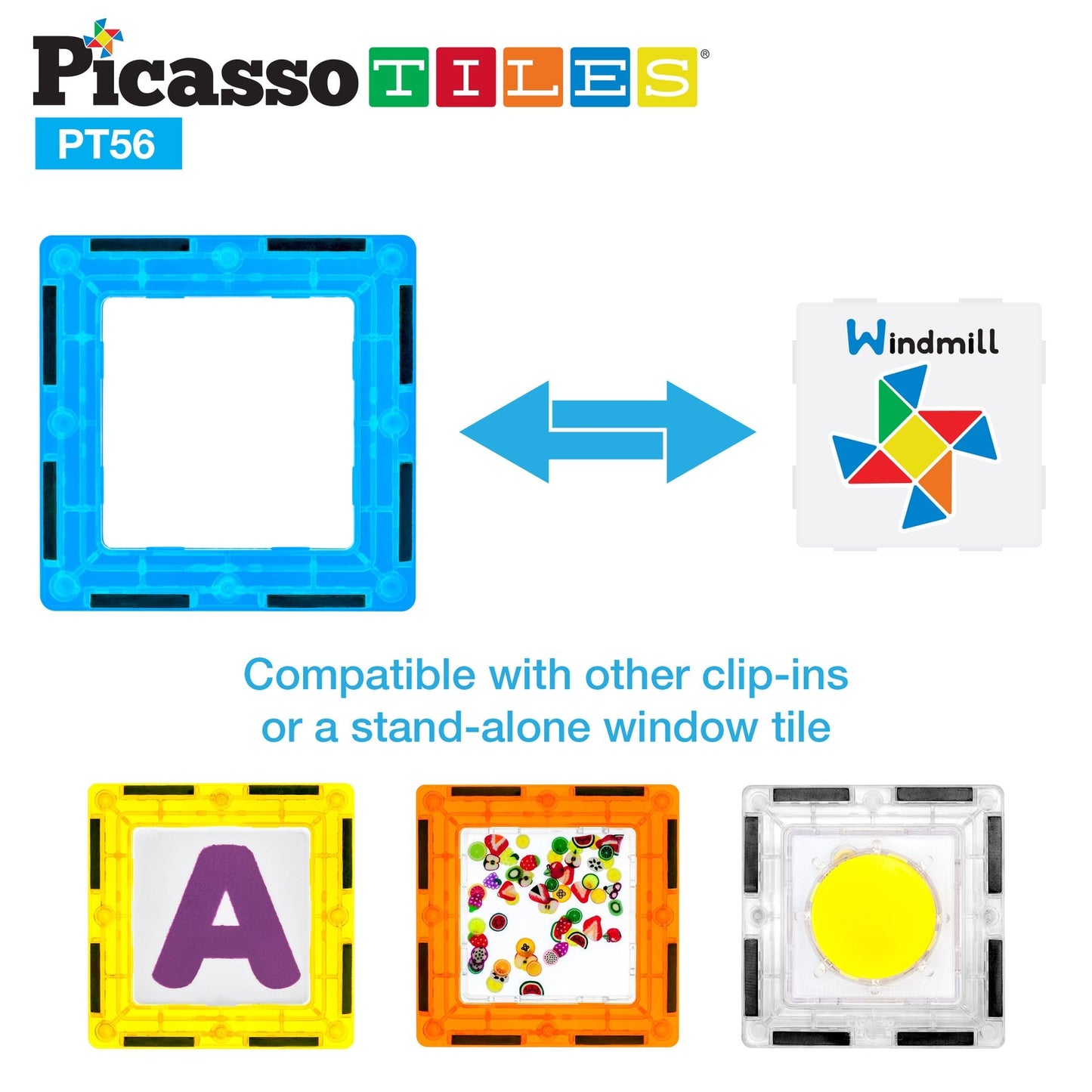 PicassoTiles Magnetic Tiles Card Insert Set 56 Pieces