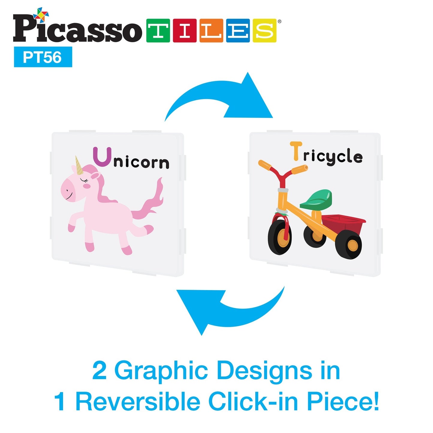 PicassoTiles Magnetic Tiles Card Insert Set 56 Pieces