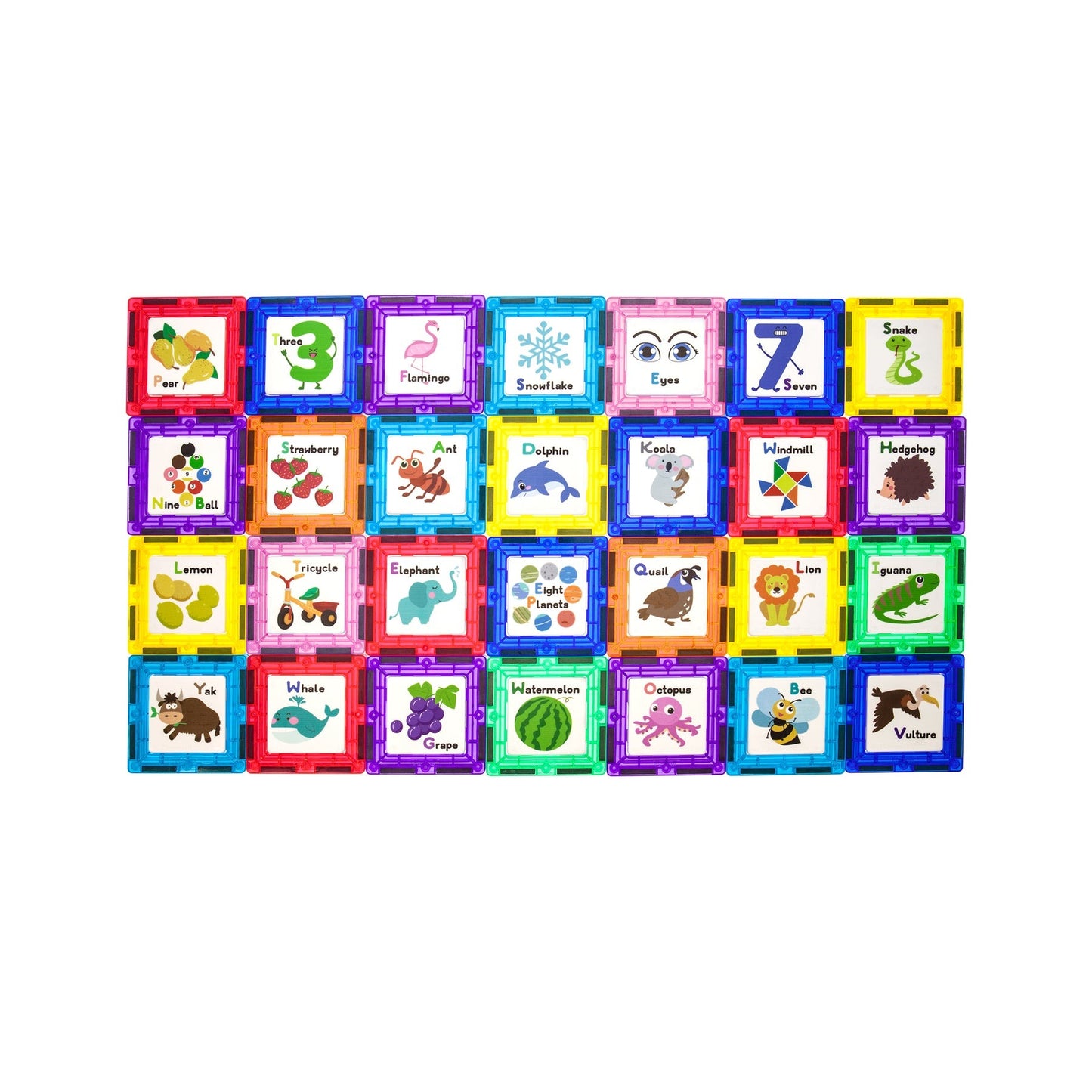 PicassoTiles Magnetic Tiles Card Insert Set 56 Pieces