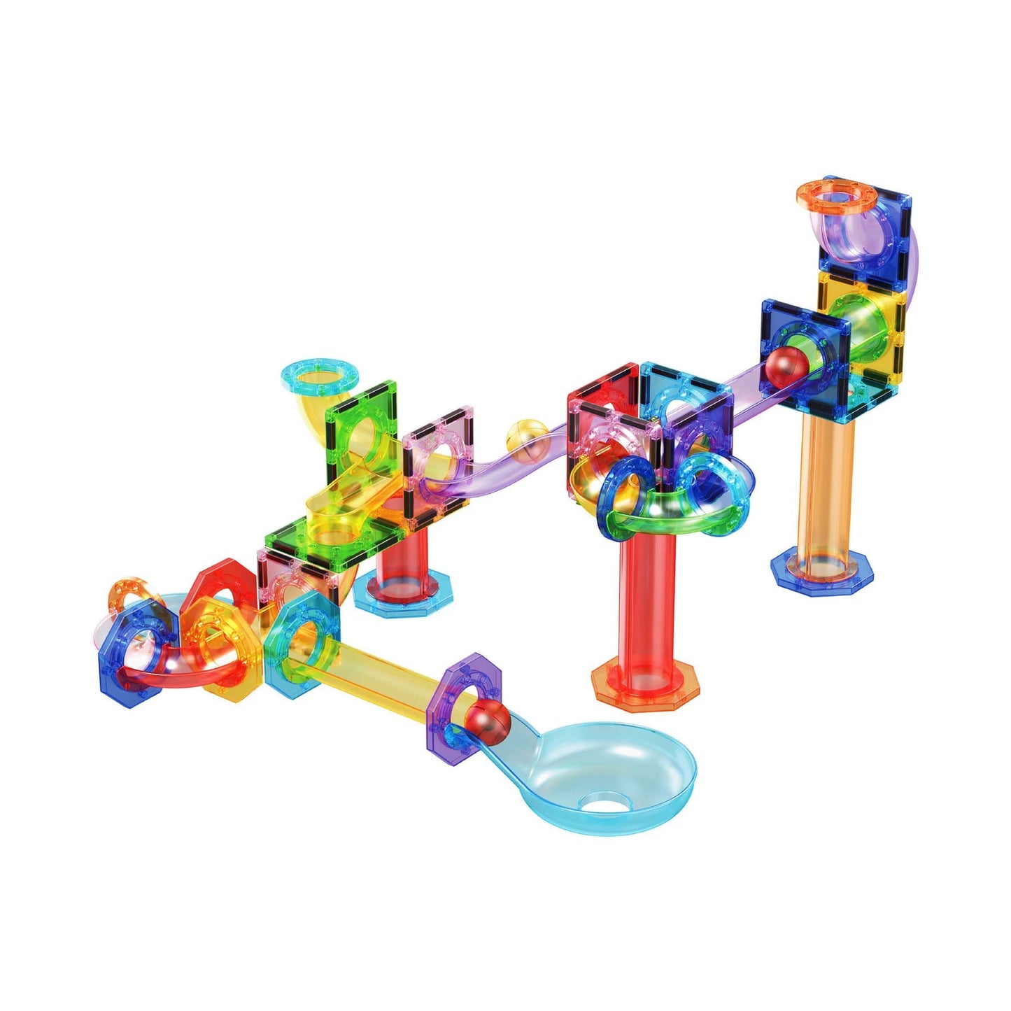 PicassoTiles Magnetic Tile Marble Run Building Blocks Set 60 Pieces