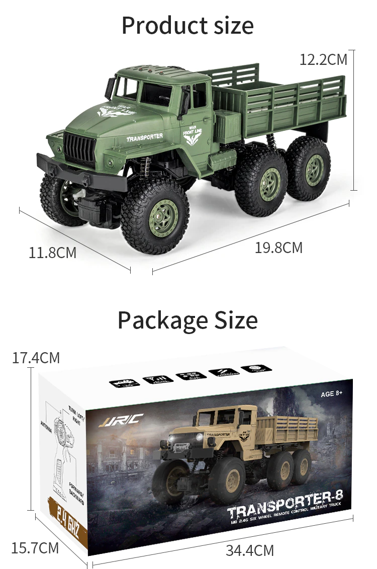 Jjrc Q68 Rc 1:18 2.4G 4Wd Tracked Off-Road Military Truck - Green