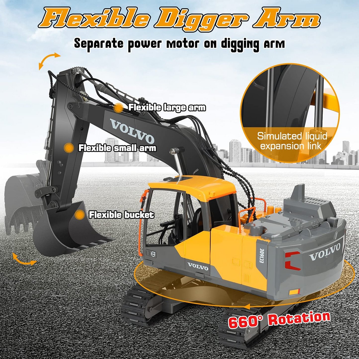 Double E Volvo Authorised Rc Excavator Metal Shovel 1/16 Scale