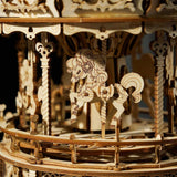 Robotime ROKR Romantic Carousel Mechanical Music Box 3D Wooden Puzzle AMK62