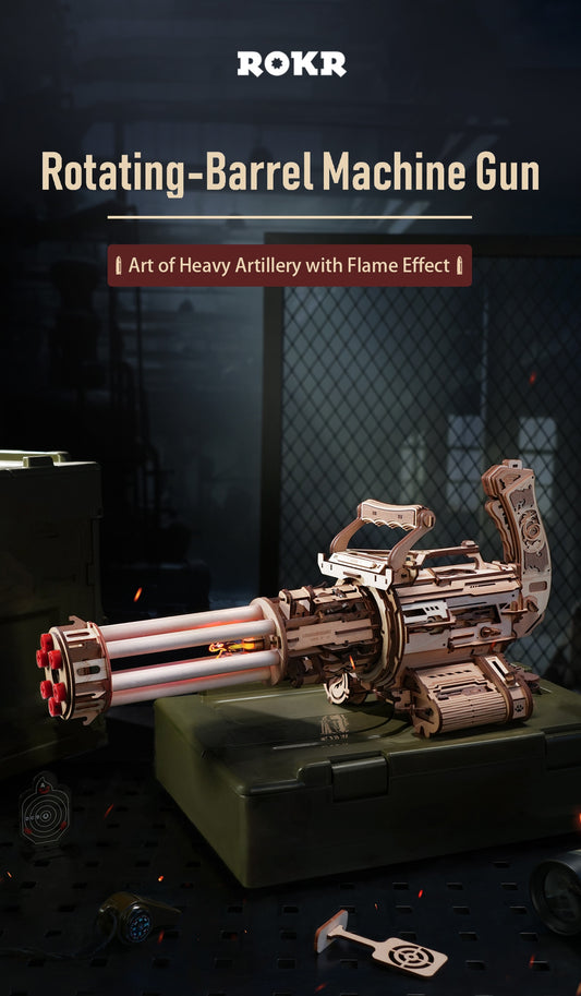 Robotime ROKR Rotating-Barrel Machine Blaster Toy 3D Wooden Puzzle LQA01