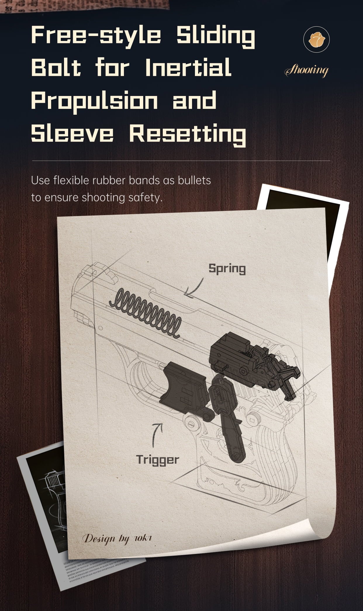 Robotime ROKR Mini Toy Blaster 3D Wooden Puzzle LQ502