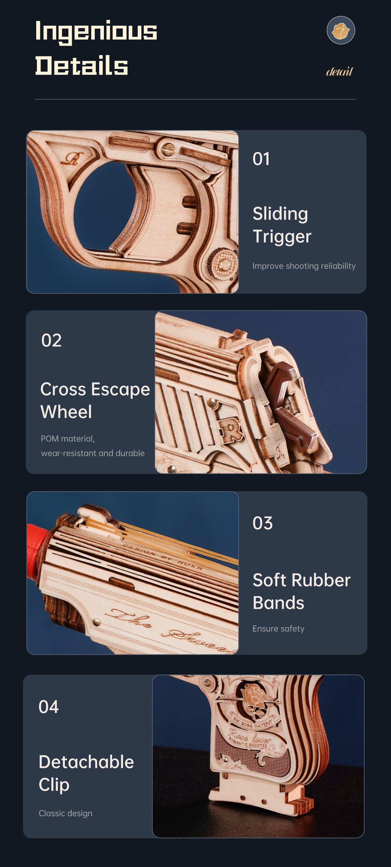 Robotime ROKR Mini Toy Blaster 3D Wooden Puzzle LQ502