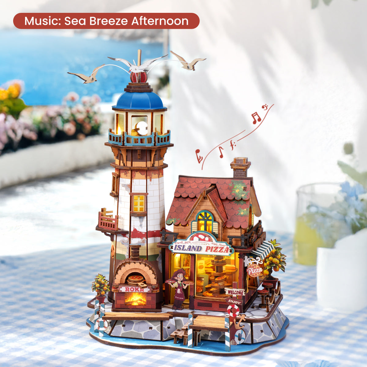 Robotime ROKR Chillbay Pizzeria Mechanical Wooden 3D Puzzle