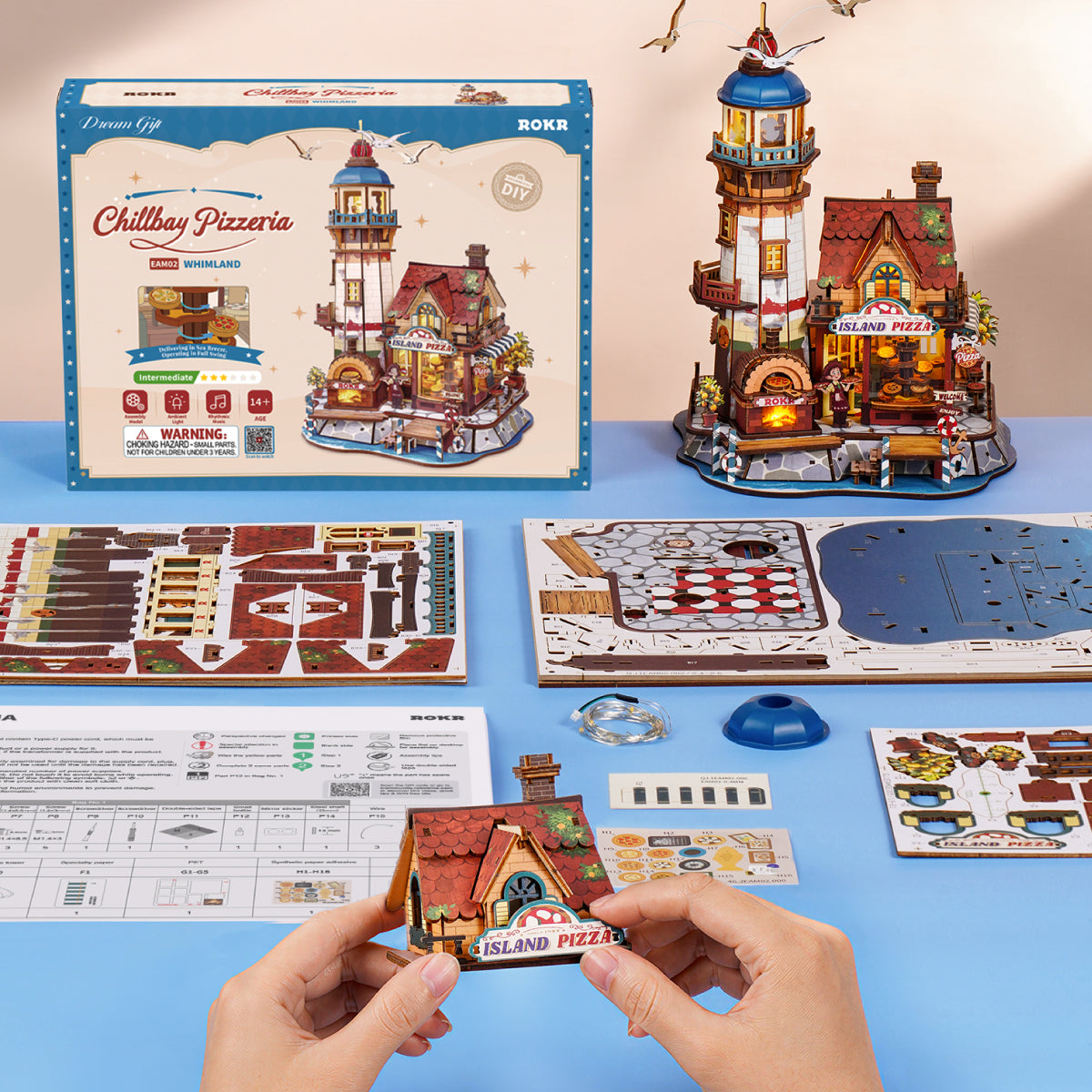 Robotime ROKR Chillbay Pizzeria Mechanical Wooden 3D Puzzle