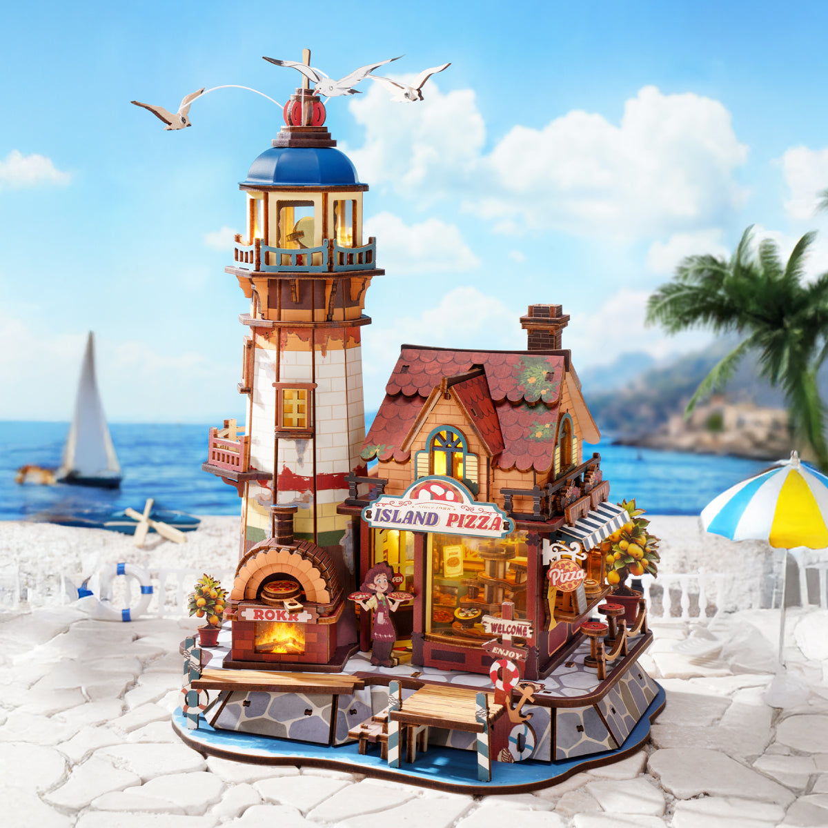 Robotime ROKR Chillbay Pizzeria Mechanical Wooden 3D Puzzle