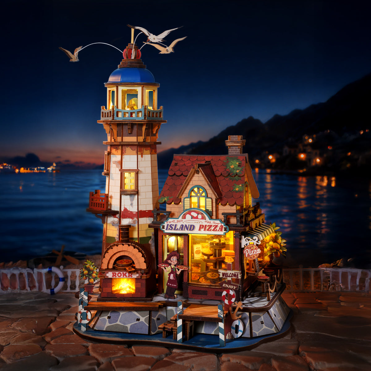 Robotime ROKR Chillbay Pizzeria Mechanical Wooden 3D Puzzle