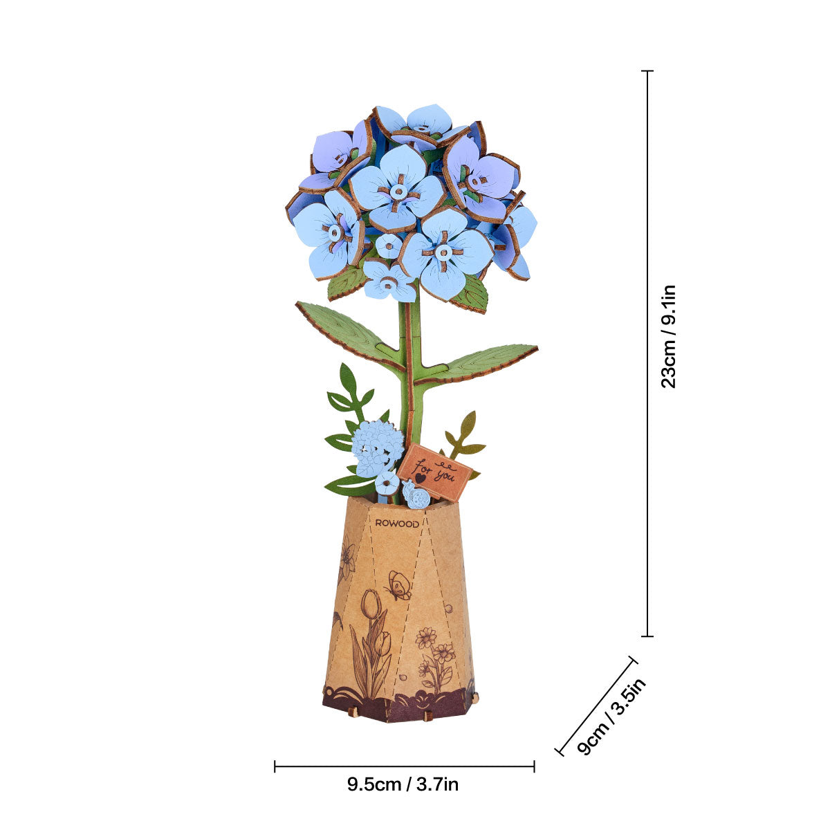 Robotime Rowood Blue Hydrangea DIY Flower Wooden 3D Puzzle