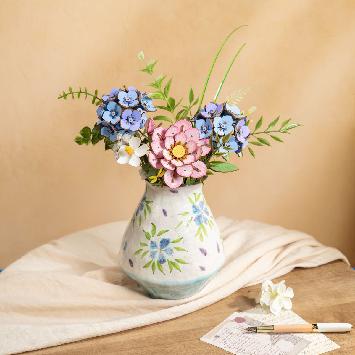 Robotime Rowood Blue Hydrangea DIY Flower Wooden 3D Puzzle