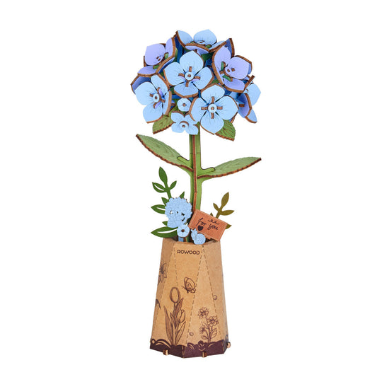 Robotime Rowood Blue Hydrangea DIY Flower Wooden 3D Puzzle