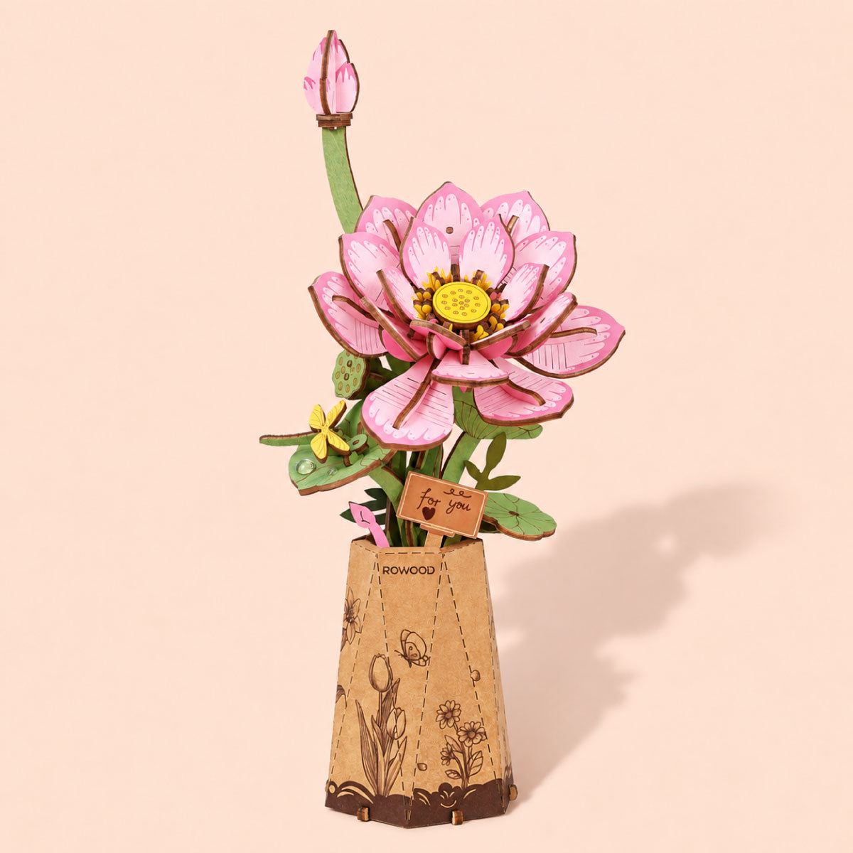 Robotime Rowood Lotus DIY Wooden Wooden Flower 3D Puzzle