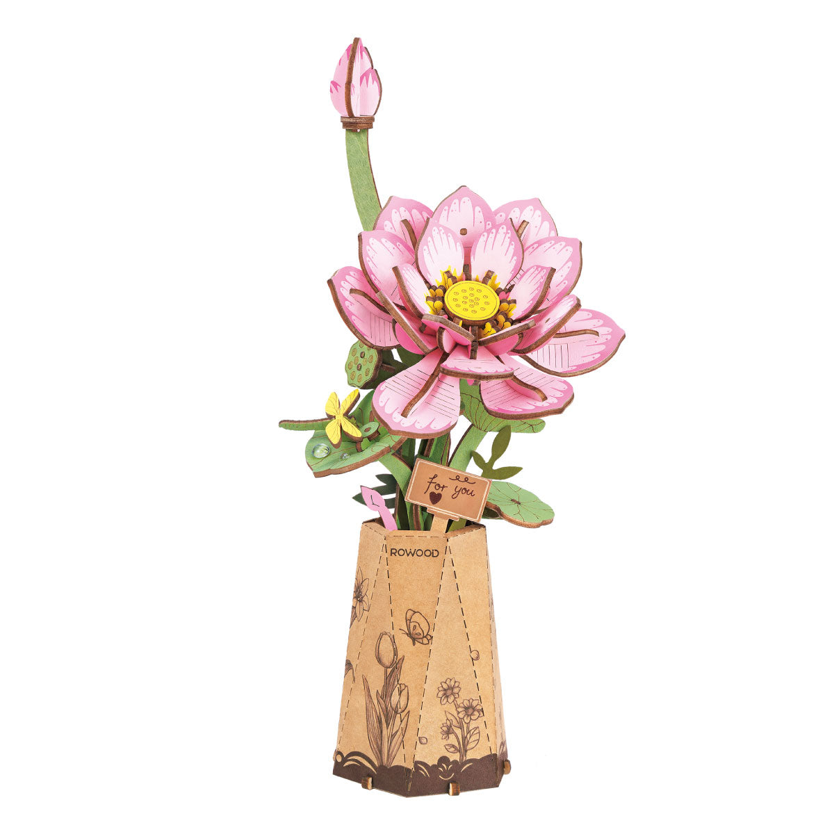 Robotime Rowood Lotus DIY Wooden Wooden Flower 3D Puzzle