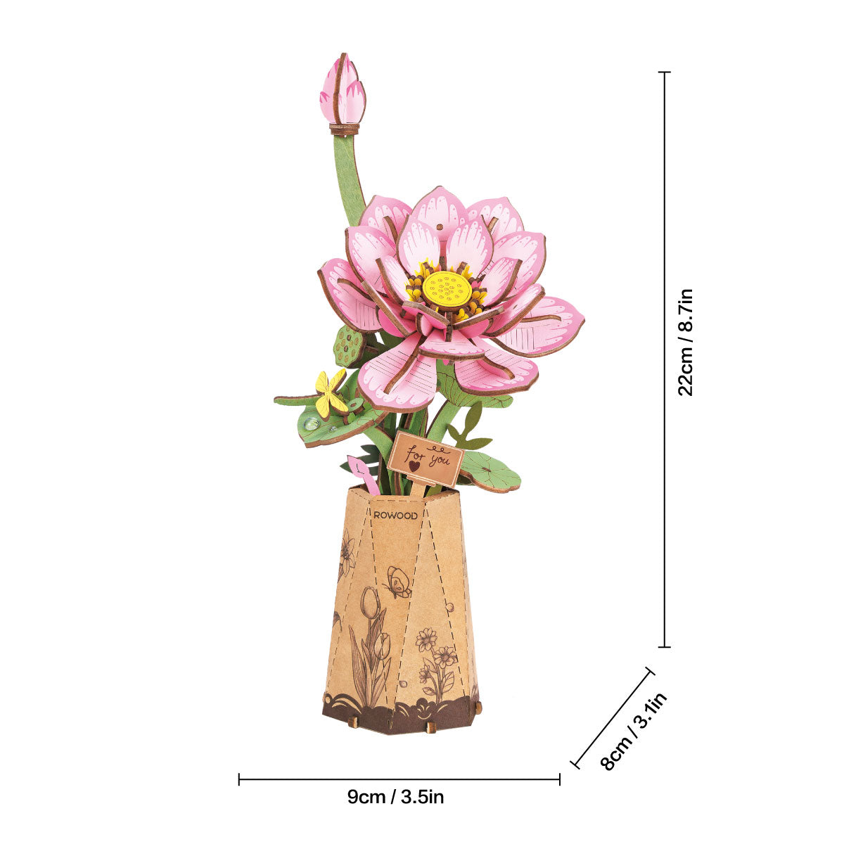 Robotime Rowood Lotus DIY Wooden Wooden Flower 3D Puzzle