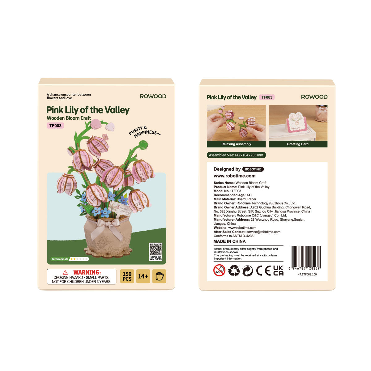 Robotime Rowood Pink Lily of the Valley DIY Flower Bouquet