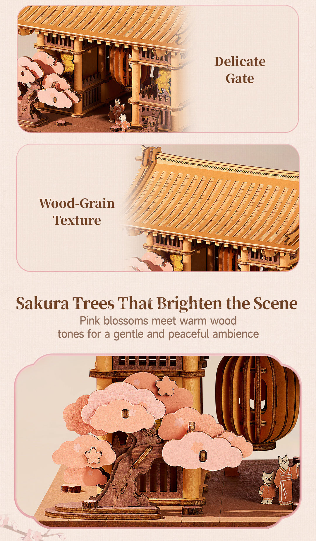 Robotime Rowood Sacred Sakura Temple Wooden 3D Puzzle