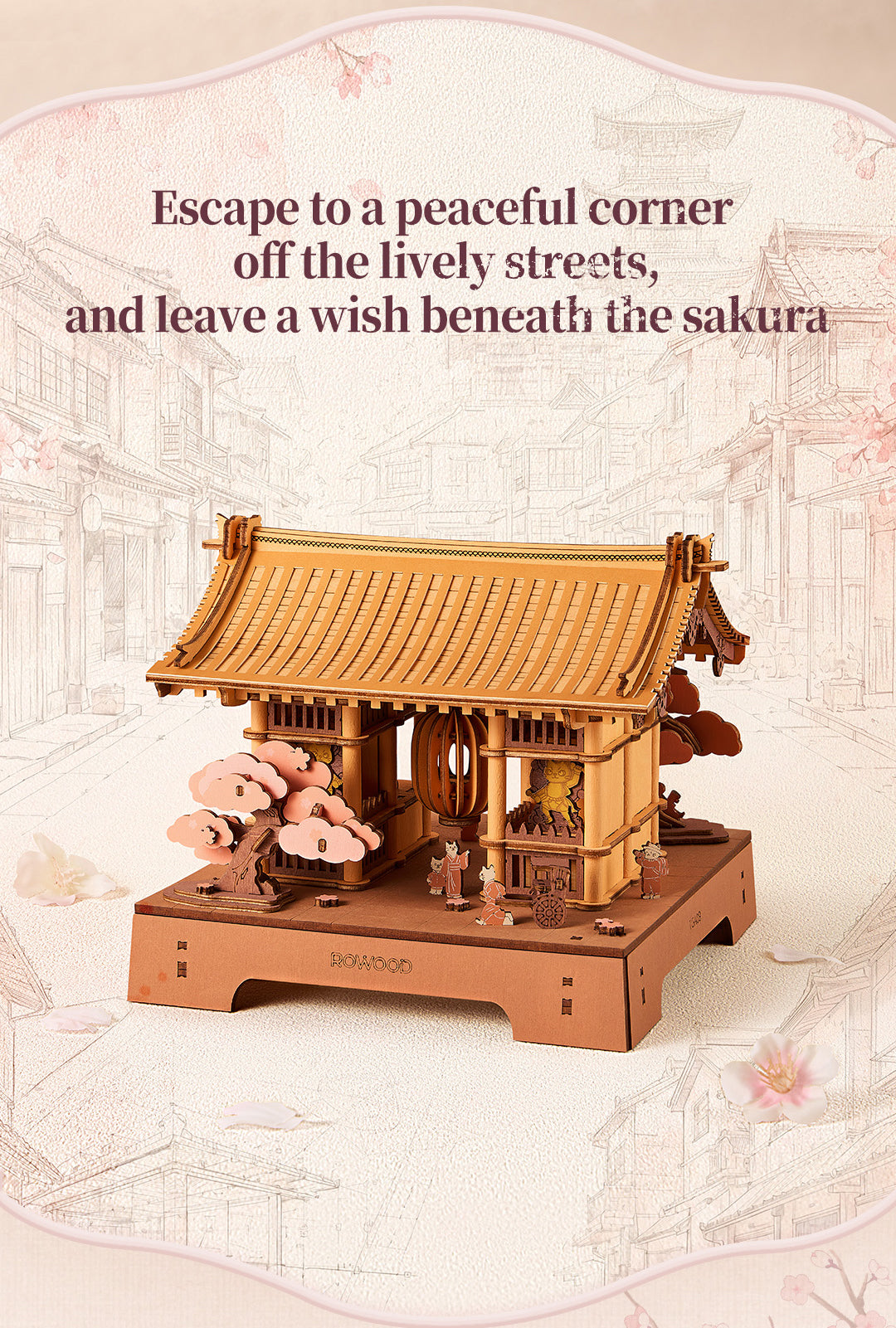 Robotime Rowood Sacred Sakura Temple Wooden 3D Puzzle