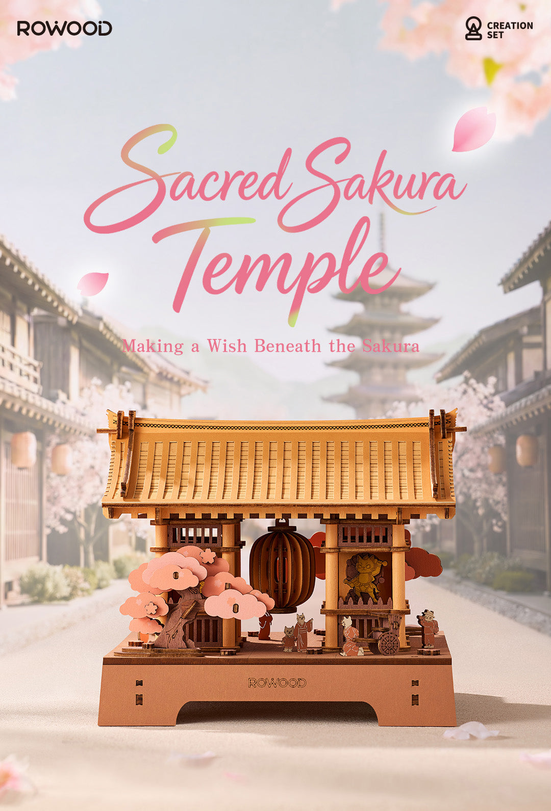 Robotime Rowood Sacred Sakura Temple Wooden 3D Puzzle