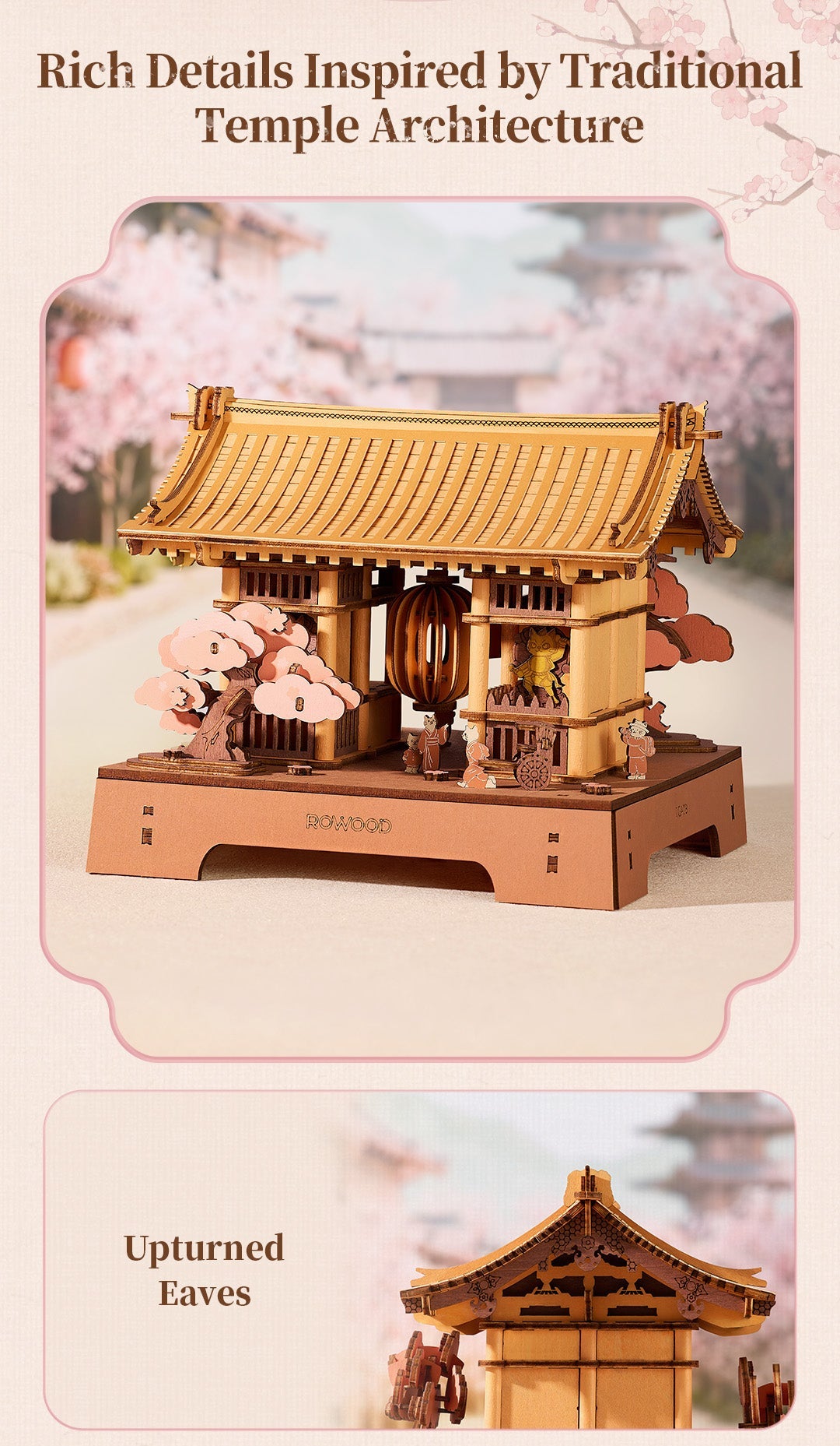 Robotime Rowood Sacred Sakura Temple Wooden 3D Puzzle
