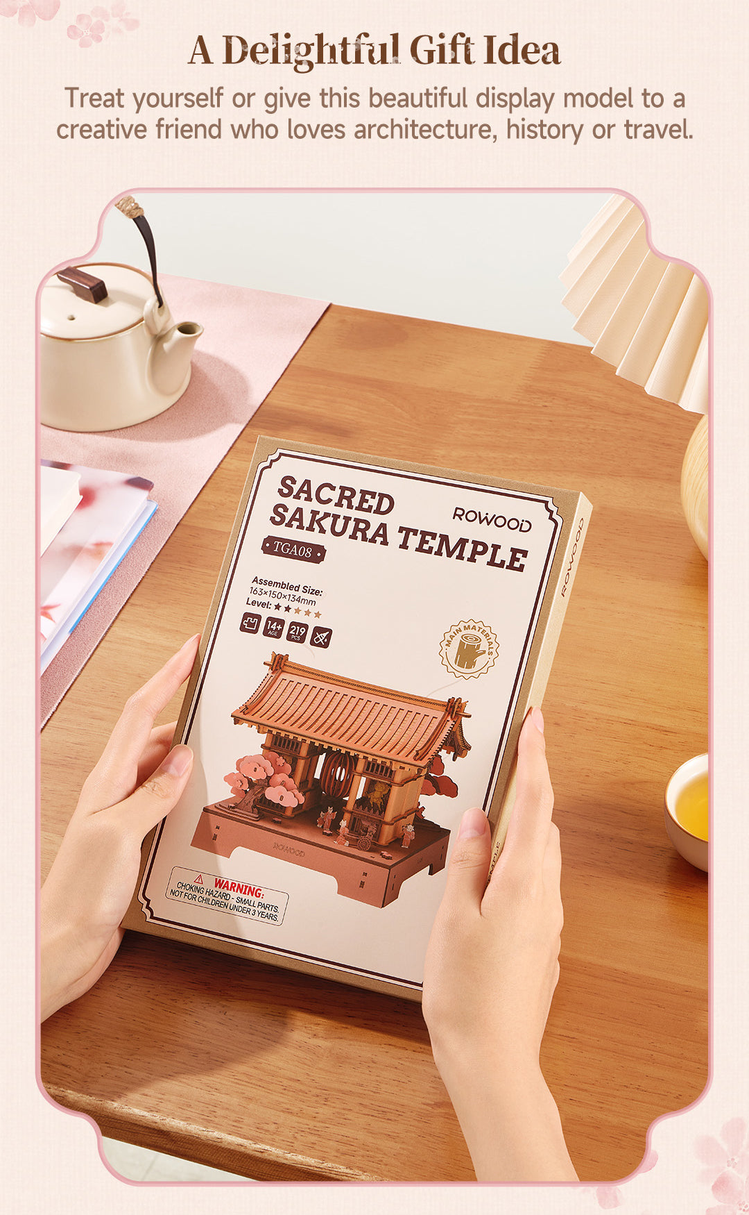 Robotime Rowood Sacred Sakura Temple Wooden 3D Puzzle