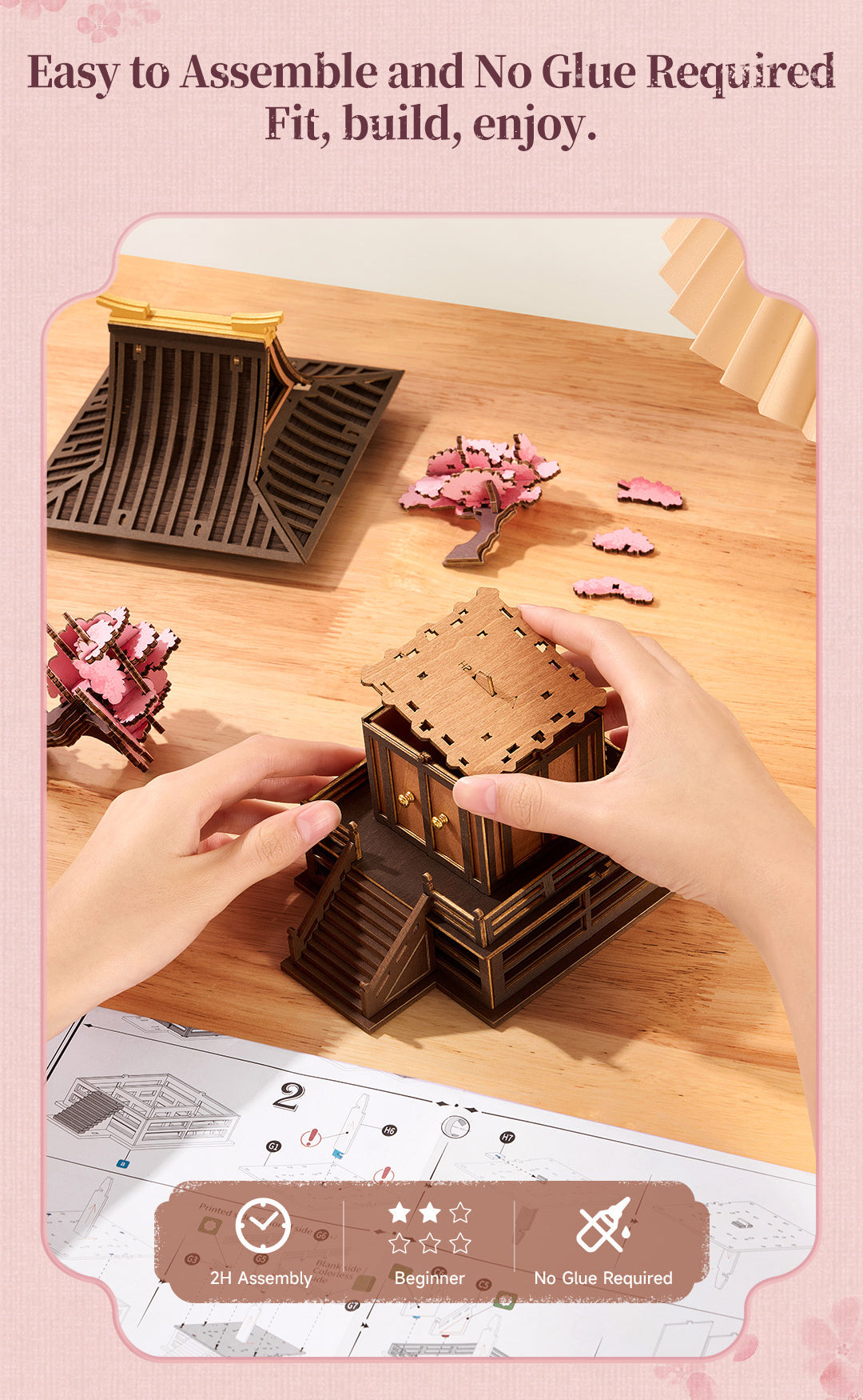 Robotime Rowood Sakura Retreat Wooden 3D Puzzle